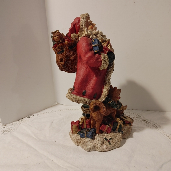 Santa Figurine Sack of Toys Dog at Feet - Picture 3 of 15